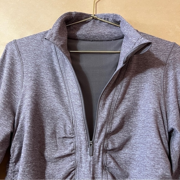 Lululemon | Cypress Kiss 1/2 Zip Heathered Lunar Rock Ruched Pullover Size 6 - Picture 4 of 14